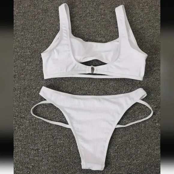 Ladies Rib-Knit cut out 2pc Swimsuit - Picture 5 of 5